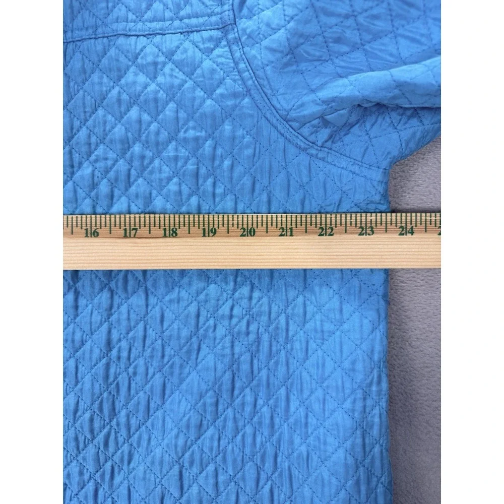 Quacker Factory Jacket Women's Sz XL Blue Silk Quilted Rhinestones‎ Coat Pockets